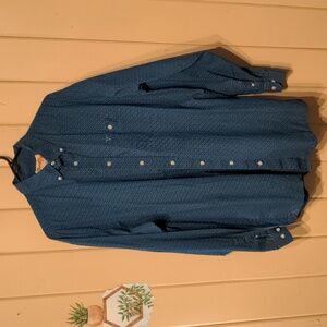 Wrangler 20X cotton print button up butt. down collar long sleeve shirt 1 pocket